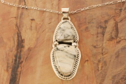 Genuine White Buffalo Turquoise Navajo Pendant